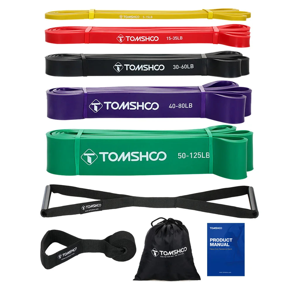 TOMSHOO Resistance Bands Fitness Yoga Home Gym Exercise Resistance Bands Latex Gym Strength Training Loops Bands Gym Workout